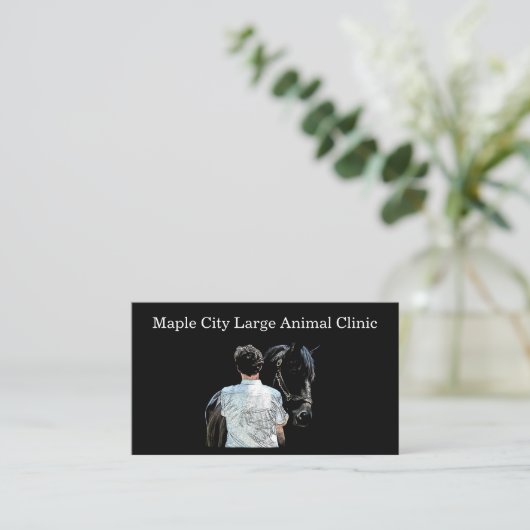 馬のダークビジネスカードを持つ男 名刺 (スタンド正面)