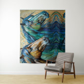 馬のティール（緑がかった色）ブルーグリーンブラウン タペストリー (インサイチュ)