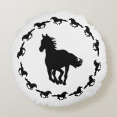 馬のデザインシルエット ラウンドクッション (裏面)