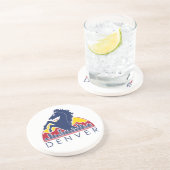 馬のデンバーの青いロゴ コースター (側面)