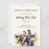 馬のトレイルライドエクエストリアン誕生日パーティー 招待状 (正面)