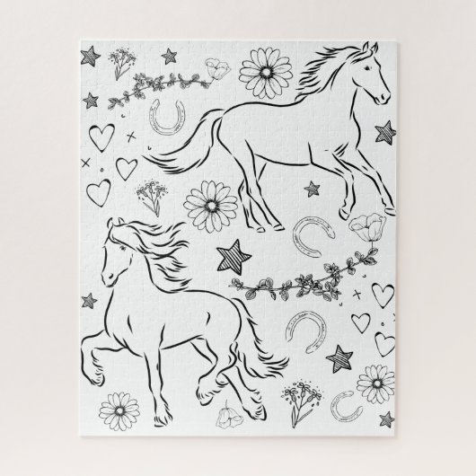 馬のドードルカラー ジグソーパズル (縦)