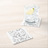 馬のドードルカラー スクエアペーパーコースター (インサイチュ)