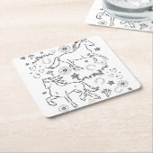 馬のドードルカラー スクエアペーパーコースター (アングル)