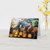 馬のハロウィンの挨拶状 カード (黄色い花)