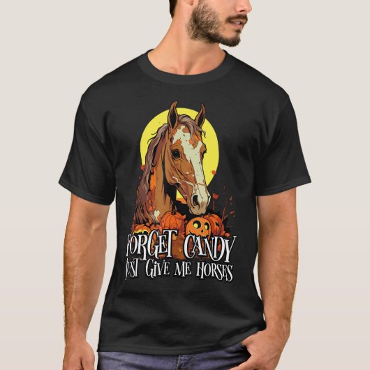 馬のハロウィーンの衣装の乗馬のトリックまたは Tシャツ (正面)