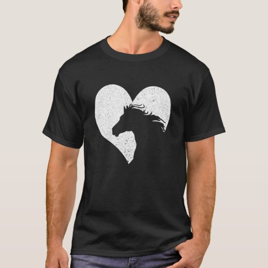 馬のハートグラフィックデザイン Tシャツ (正面)