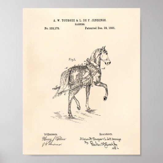 馬のハーネス1885パテントアート古いピーパー ポスター (正面)