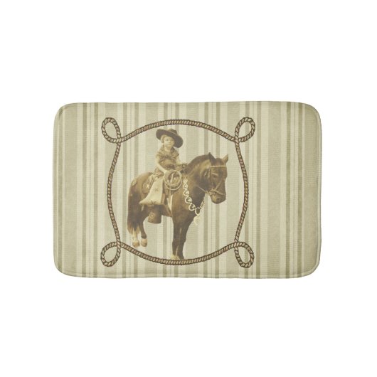 馬のバス・マットの西部のヴィンテージの女性のカーボーイ バスマット (正面)