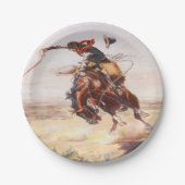馬のバッキングに乗るカウボーイパーティープレート ペーパープレート (正面)