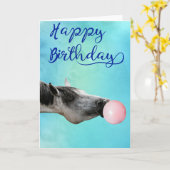 馬のバブルを吹く誕生日おめでとう カード (黄色い花)