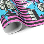 馬のバレルのレーサーのハッピーバースデーの女性のカーボーイ ラッピングペーパー (ロールコーナー)