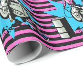 馬のバレルのレーサーの女性のカーボーイは引き起こります ラッピングペーパー (ロールコーナー)