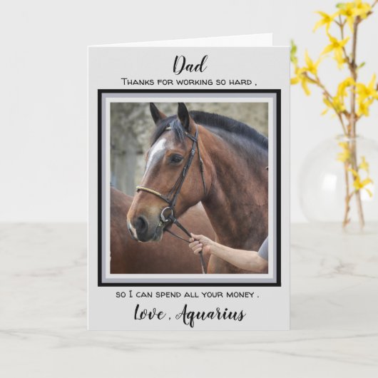 馬のパパ – 父の日 – 馬の写真のジョークおもしろいター カード (黄色い花)