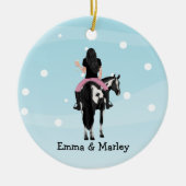 馬のパーソナライズされたクリスマス、カスタマイズ可能な馬 セラミックオーナメント (正面)
