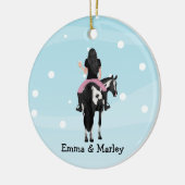 馬のパーソナライズされたクリスマス、カスタマイズ可能な馬 セラミックオーナメント (左)