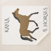 馬のパーソナライズされたシェルパ毛布。 シェルパブランケット (正面(横))