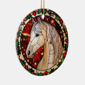 馬のパーソナライズされたステンドガフェイクラスのクリスマス セラミックオーナメント (右)