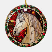 馬のパーソナライズされたステンドガフェイクラスのクリスマス セラミックオーナメント (正面)