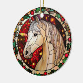 馬のパーソナライズされたステンドガフェイクラスのクリスマス セラミックオーナメント (左)
