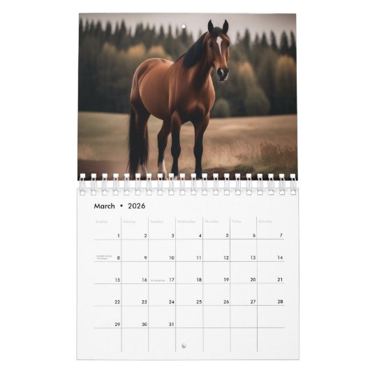 馬のパーソナライズされた写真の年あなたの独自の作成 カレンダー (3月 2026)