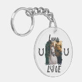 馬のパーソナライズされた写真の馬術 キーホルダー (正面左)