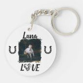 馬のパーソナライズされた写真の馬術 キーホルダー (裏面)