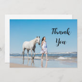 馬のパーソナライズされた所有者の写真馬術 サンキューカード (正面/裏面)