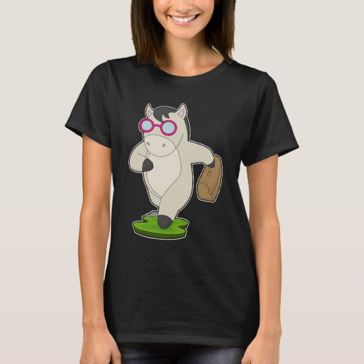 馬のビジネスウーマン ハンドバッグ Tシャツ (正面)