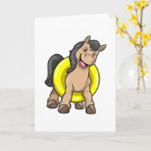 馬のビーチでスイムリング カード (黄色い花)