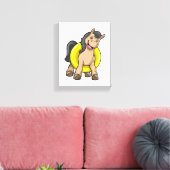 馬のビーチでスイムリング キャンバスプリント (インサイチュ (リビング))