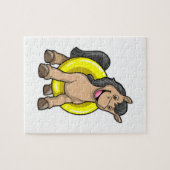 馬のビーチでスイムリング ジグソーパズル (横)