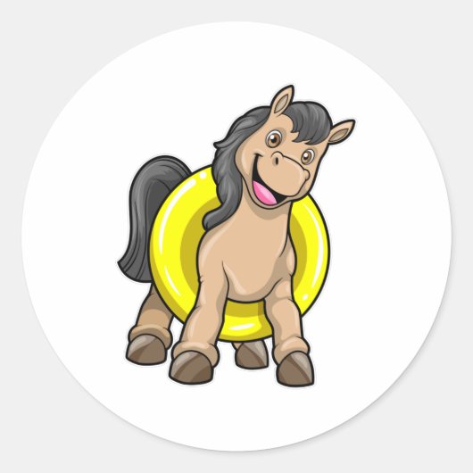 馬のビーチでスイムリング ラウンドシール (正面)