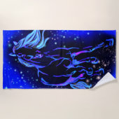 馬のビーチ走タオルのブルースターリーナイト ビーチタオル (正面)