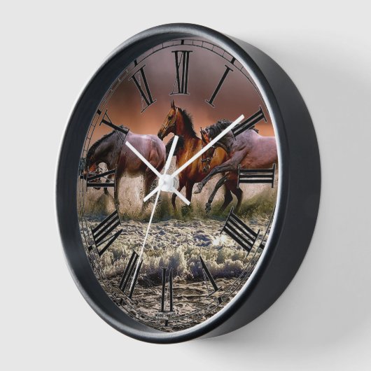 馬のビーチ 壁時計 (傾斜)