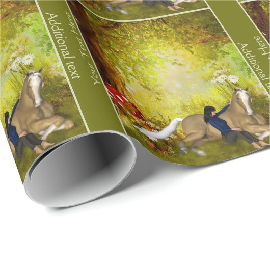 馬のファンタジー術を持つ女パーソナライズされたの子 ラッピングペーパー (ロールコーナー)