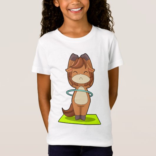 馬のフィットネス フープ エクササイズ 体操 Tシャツ (正面)