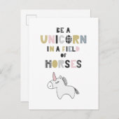 馬のフィールドで一角獣である ポストカード (正面/裏面)