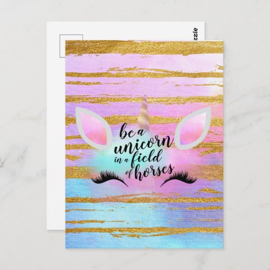馬のフィールドで一角獣であパーソナライズされたる ポストカード (正面/裏面)