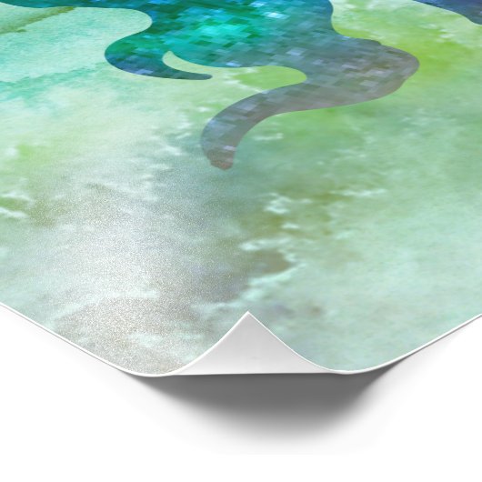 馬のフィールドで一角獣であ感動的る フォトプリント            (角)