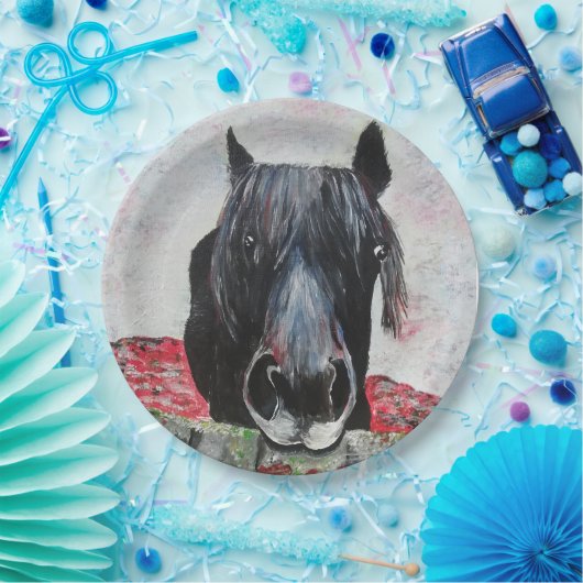 馬のフィールド馬のライダージ絵画グソーに乗る ペーパープレート (パーティー)