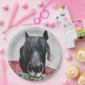 馬のフィールド馬のライダージ絵画グソーに乗る ペーパープレート (パーティー)