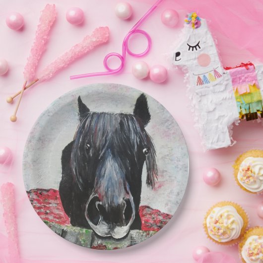 馬のフィールド馬のライダージ絵画グソーに乗る ペーパープレート (パーティー)