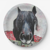 馬のフィールド馬のライダージ絵画グソーに乗る ペーパープレート (正面)