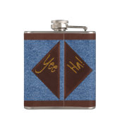 馬のフェイクな革カウボーイ(パーソナライズな) フラスク (裏面)