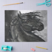 馬のフリージアン品種の水色 薄葉紙 (クラフト)