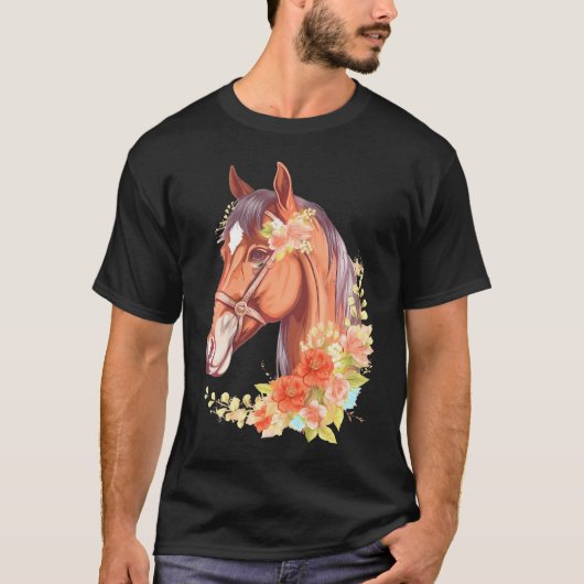 馬のフローラ乗馬の乗馬の花の馬F Tシャツ (正面)