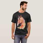 馬のフローラ乗馬の乗馬の花の馬F Tシャツ (正面フル)