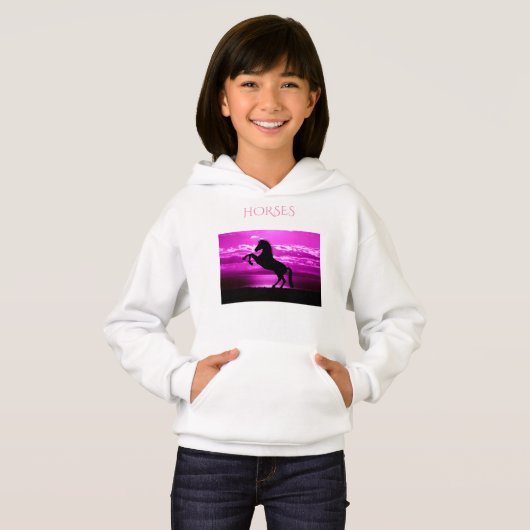 馬のフード付きスウェットシャツ、心地よいのブレンドのhanesのスエットシャツ (正面フル)