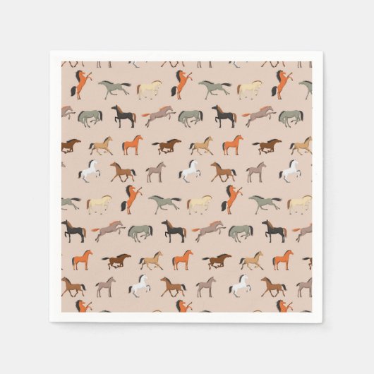 馬のプリントパターン、男の子の女の子と子供、馬の贈り物 スタンダードカクテルナプキン (正面)